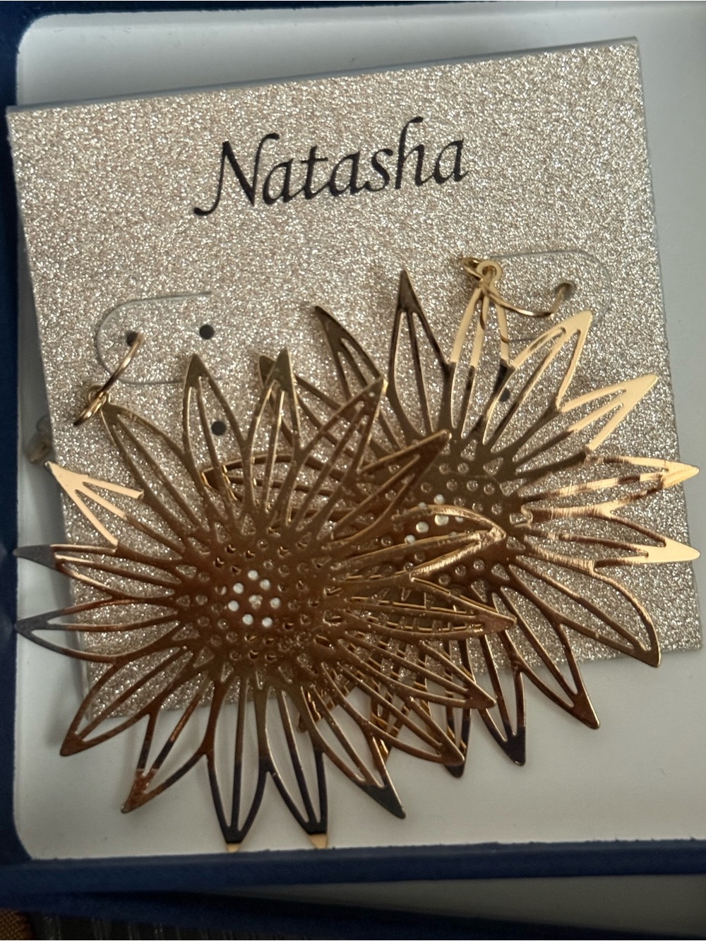 Natasha Couture Gold Sunburst Statement Earrings